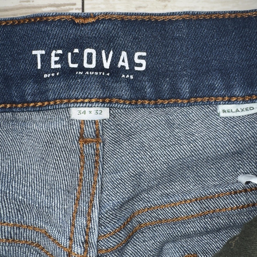 Tecovas Jeans Mens 34x32 Blue Rugged Relaxed Fit Straight Leg Denim Stretch - Picture 6 of 13